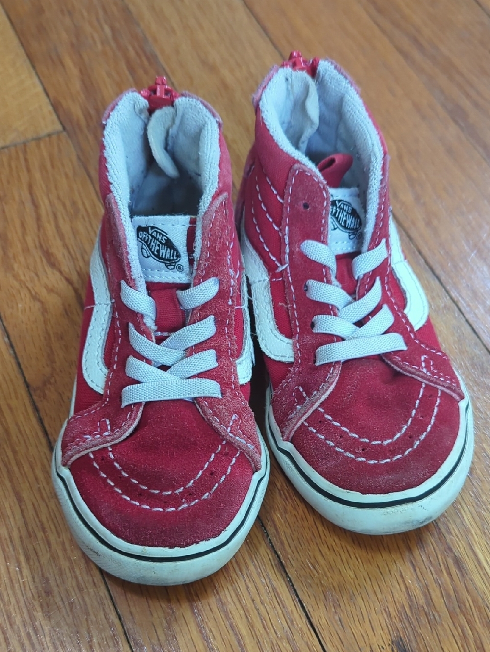 Vans Kids Red High-Top Sneakers with White Stripe